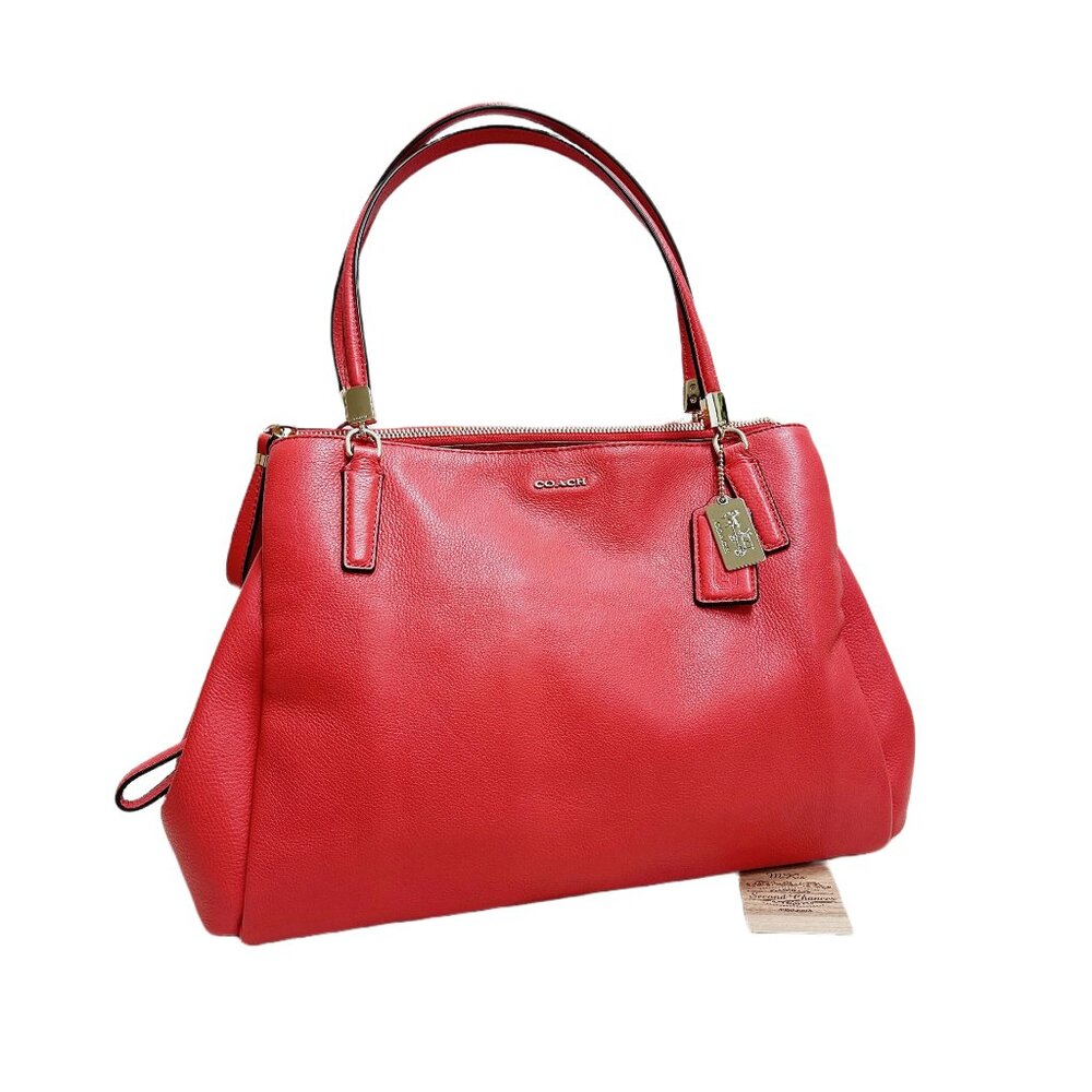 NWT Coach Madison Cafe Leather 27859 Carryall Satchel in Red Leather, no defects